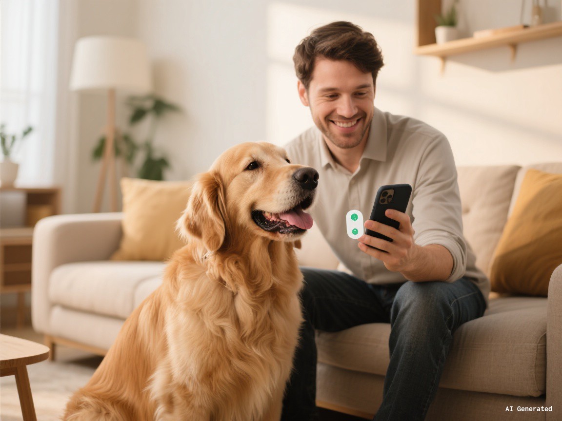 Happy owner with pet using Sami app